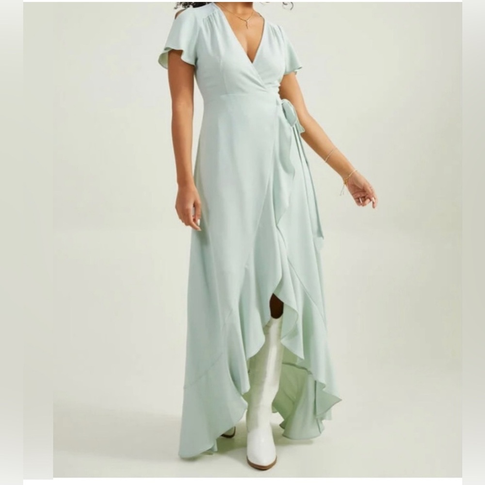 Altar’d State Wrap Ruffle Springvale Maxi Dress Women’s Size Medium